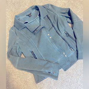 Peyton Jensen suede bomber jacket